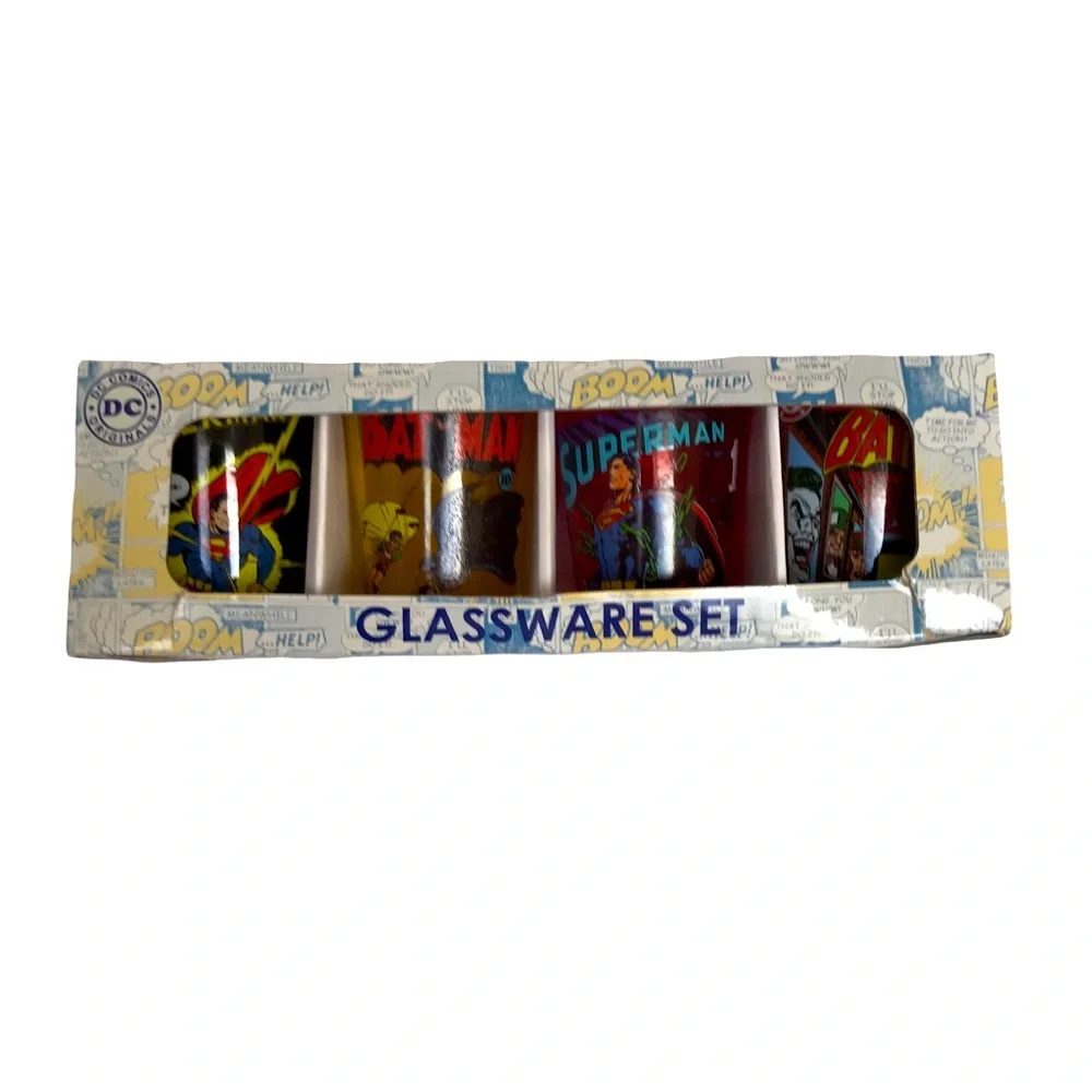 DC Comics Batman Superman 4 Pc Shot Glasses Set